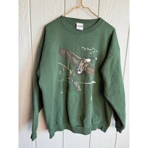 Vintage 90s Tultex Iowa Canada Goose Wildlife Sweatshirt Made in USA 2XL